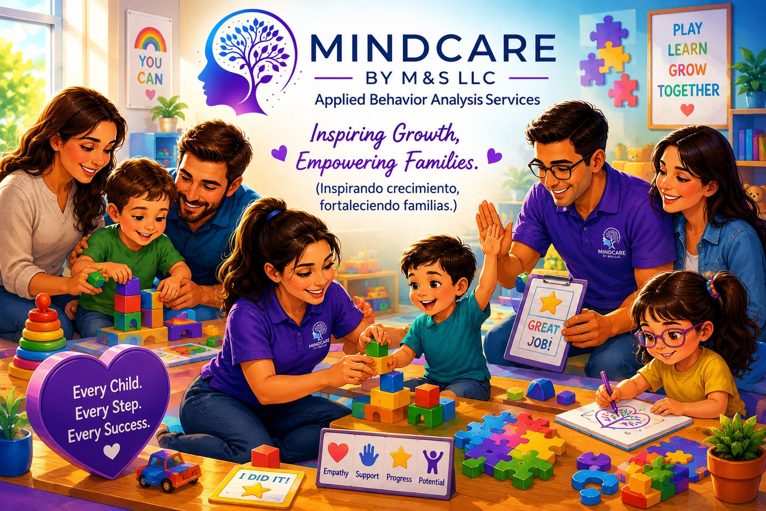 MindCare therapists and families working together through ABA therapy